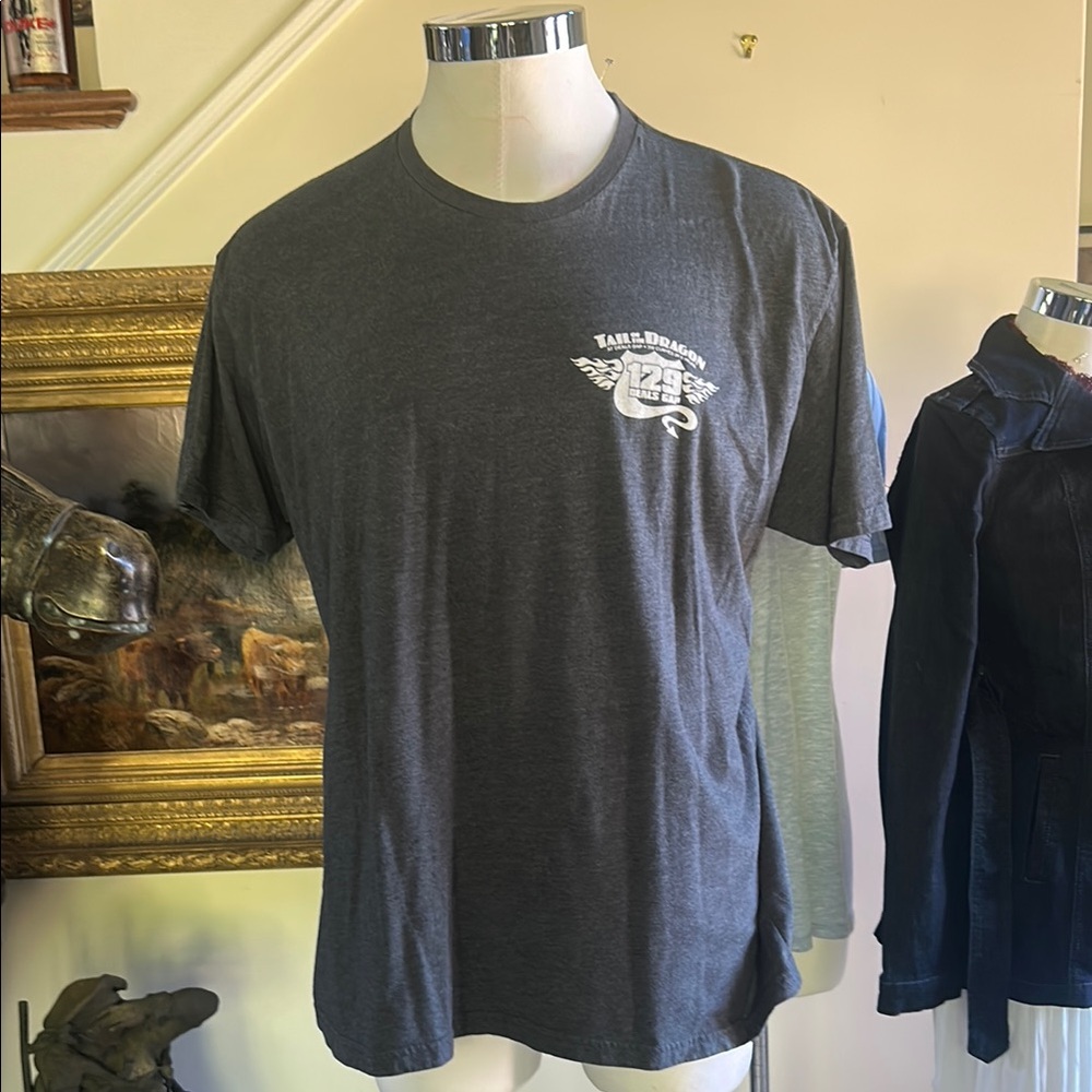 Gray Black Tail of the Dragon Graphic T-Shirt by Next Level Sz XXL